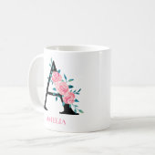 Monogram Waterverf Enkele Letter A op Maat Koffiemok (Voorkant links)