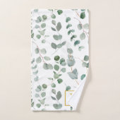 Monogram Waterverf eucalyptus bloemenpatroon Bad Handdoek (Handdoek)