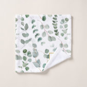 Monogram Waterverf eucalyptus bloemenpatroon Bad Handdoek (Wasdoekje)