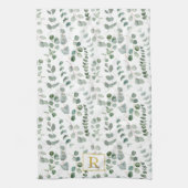 Monogram Waterverf eucalyptus bloemenpatroon Theedoek (Verticaal)