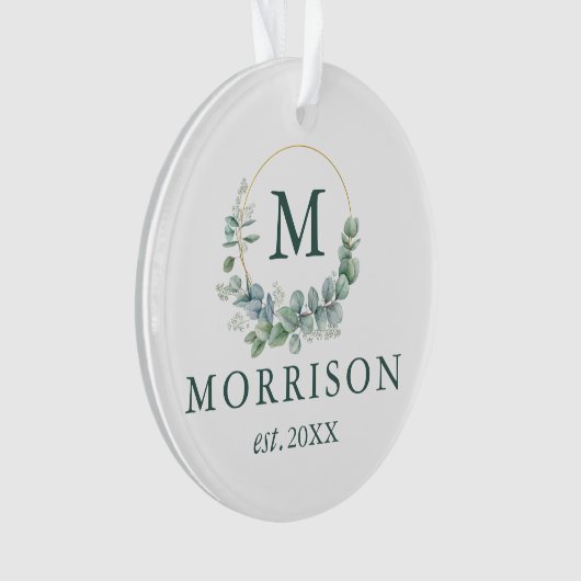 Monogram Waterverf Eucalyptus FOTO BACK Ornament (voorkant)