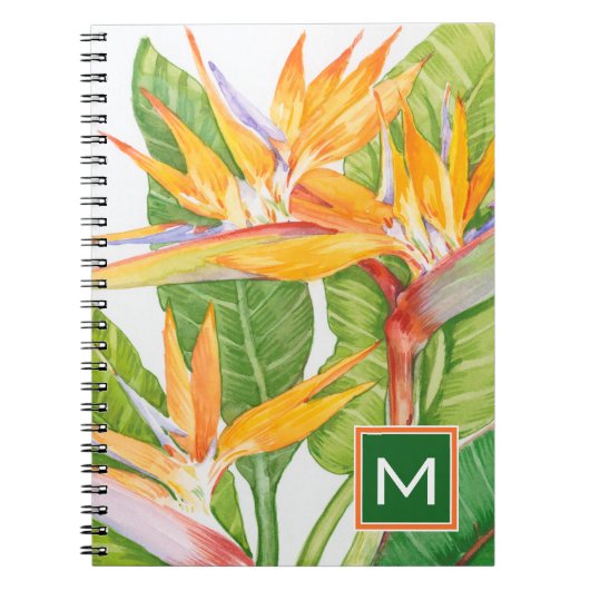 Monogram | Waterverf exotische bloemen Notitieboek (Voorkant)