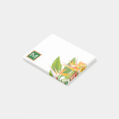 Monogram | Waterverf exotische bloemen Post-it® Notes (Schuin)