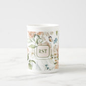 Monogram Waterverf Floral 10oz. Porselein Kop (Voorkant)