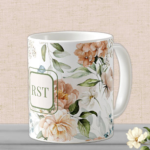 Monogram Waterverf Floral 11 oz. Classic Koffiemok