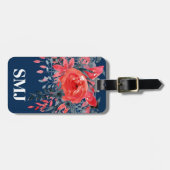 Monogram Waterverf Floral Blue Denim / Red Rose Bagagelabel (Voorkant horizontaal)