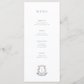 Monogram Waterverf Floral Crest Bruiloft Menu (Voorkant)