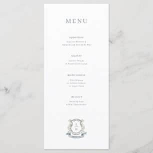 Monogram Waterverf Floral Crest Bruiloft Menu