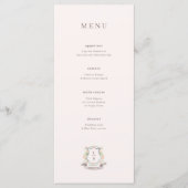 Monogram Waterverf Floral Crest Bruiloft Menu (Voorkant)