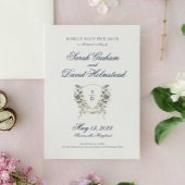 Monogram Waterverf Floral Crest sparen de Datum Save The Date