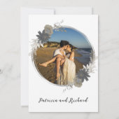 Monogram Waterverf Floral Elegant Wedding Kaart (Achterkant)