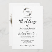 Monogram Waterverf Floral Elegant Wedding Kaart (Voorkant / Achterkant)