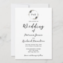 Monogram Waterverf Floral Elegant Wedding