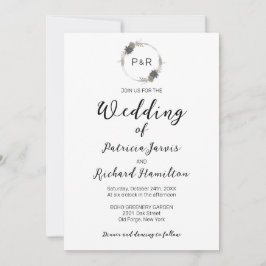 Monogram Waterverf Floral Elegant Wedding Kaart