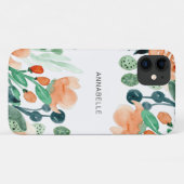 Monogram Waterverf Floral Girly Elegant Case-Mate iPhone Case (Achterkant (horizontaal))