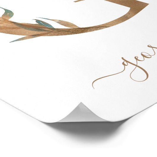 Monogram Waterverf Floral Gold Letter G Poster (Hoek)