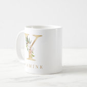 Monogram waterverf Floral & Gold Letter Y Koffiemok (Voorkant links)