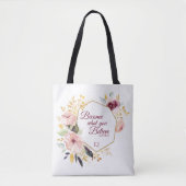 Monogram Waterverf Floral Gold Matthew Scripting Tote Bag (Voorkant)