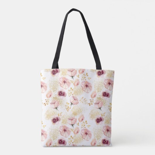 Monogram Waterverf Floral Gold Matthew Scripting Tote Bag (Achterkant)