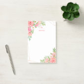 Monogram Waterverf Floral Greenery Pink Geometric Post-it® Notes (Kantoor)