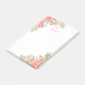 Monogram Waterverf Floral Greenery Pink Geometric Post-it® Notes (Schuin)