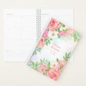 Monogram Waterverf Floral Greenery Pink Rose Planner (Display)