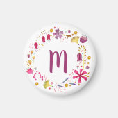 Monogram Waterverf Floral Magneet (Voorkant)
