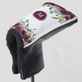Monogram Waterverf Floral Pink Paars Marsala Golfheadcover (3/4 voorkant)