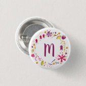 Monogram Waterverf Floral Ronde Button 3,2 Cm (Voorkant /achterkant)