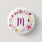 Monogram Waterverf Floral Ronde Button 3,2 Cm (Voorkant)