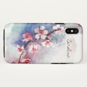 Monogram Waterverf Floral Sakura Cherry Blossom Case-Mate iPhone Case (Achterkant (horizontaal))