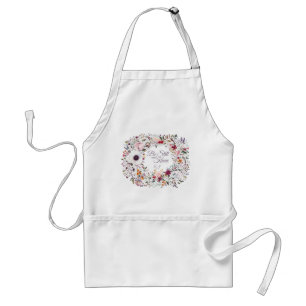 Monogram Waterverf Floral Scripting Standaard Schort