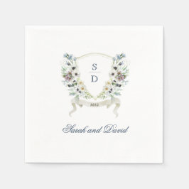Monogram Waterverf Floral Wedding Cocktail Napkin Servet