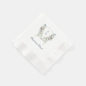 Monogram Waterverf Floral Wedding Crest Napkin Servet (Hoek)