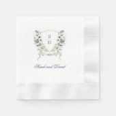 Monogram Waterverf Floral Wedding Crest Napkin Servet (Voorkant)