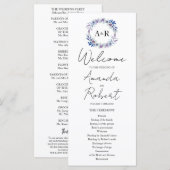 Monogram Waterverf Floral Wedding Programme (Voorkant / Achterkant)