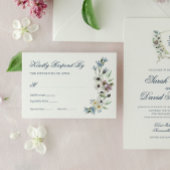 Monogram Waterverf Floral Wedding Response Kaart