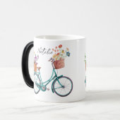 Monogram waterverf floron fiets Cute gift Magische Mok (Voorkant links)