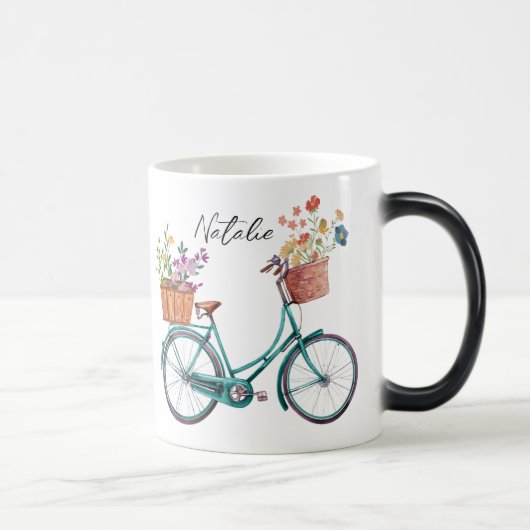 Monogram waterverf floron fiets Cute gift Magische Mok (Rechts)