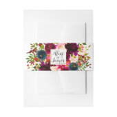 Monogram Waterverf Flowers, Red Ombre Uitnodigingen Wikkel (Voorkant Voorbeeld)