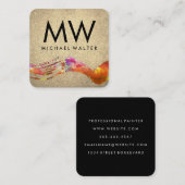 Monogram Waterverf geborsteld met Chic Gold Leathe Vierkante Visitekaartje (Voorkant / Achterkant)