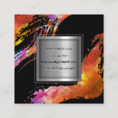 Monogram Waterverf geborsteld | Metalen banner Vierkante Visitekaartje (Achterkant)