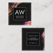 Monogram Waterverf geborsteld wervelpatroon Vierkante Visitekaartje (Voorkant / Achterkant)