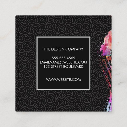 Monogram Waterverf geborsteld wervelpatroon Vierkante Visitekaartje (Achterkant)