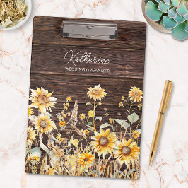 Monogram Waterverf Geel Zonnebloem Field Wood Klembord