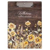 Monogram Waterverf Geel Zonnebloem Field Wood Klembord (Voorkant)