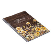 Monogram Waterverf Geel Zonnebloem Field Wood Notitieboek (Rechterzijde)
