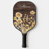 Monogram Waterverf Geel Zonnebloem Field Wood Pickleball Paddle (Achterkant)