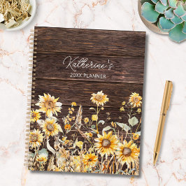 Monogram Waterverf Geel Zonnebloem Field Wood Planner