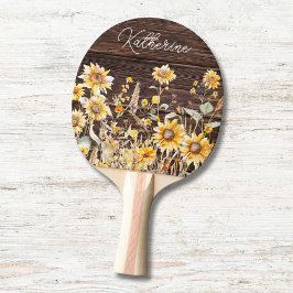 Monogram Waterverf Geel Zonnebloem Field Wood Tafeltennisbatje